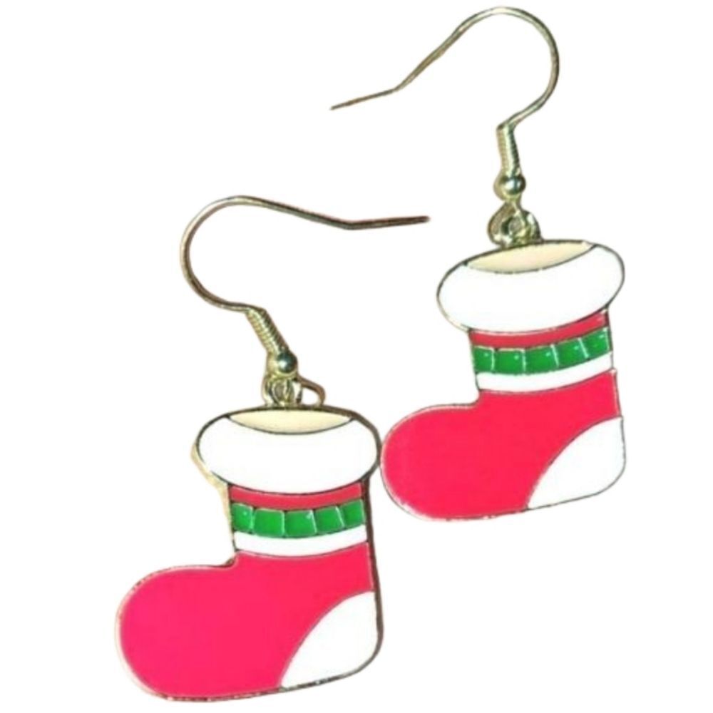 Vintage Mini Christmas Stocking Alloy Earrings